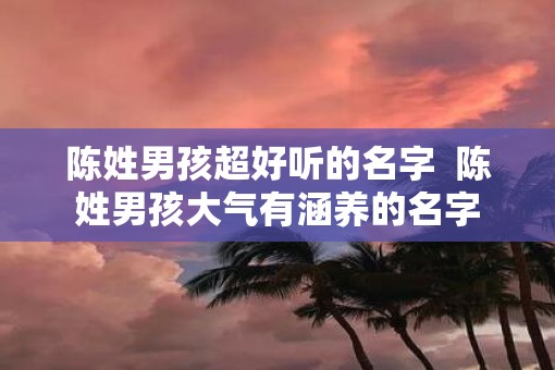 陈姓男孩超好听的名字  陈姓男孩大气有涵养的名字