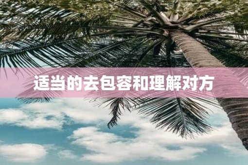 适当的去包容和理解对方
