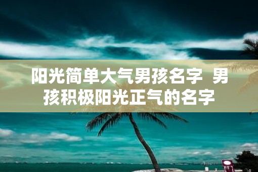 阳光简单大气男孩名字  男孩积极阳光正气的名字