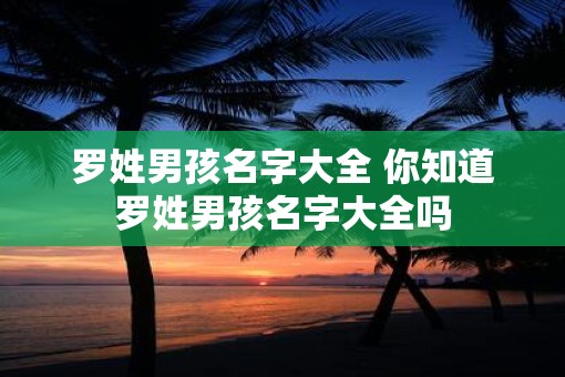 罗姓男孩名字大全 你知道罗姓男孩名字大全吗