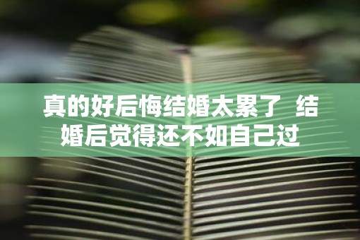真的好后悔结婚太累了  结婚后觉得还不如自己过
