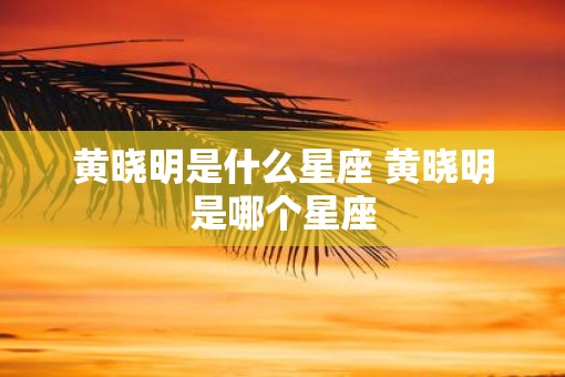 黄晓明是什么星座 黄晓明是哪个星座
