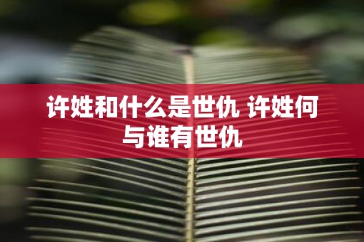 许姓和什么是世仇 许姓何与谁有世仇