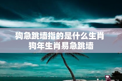 狗急跳墙指的是什么生肖 狗年生肖易急跳墙