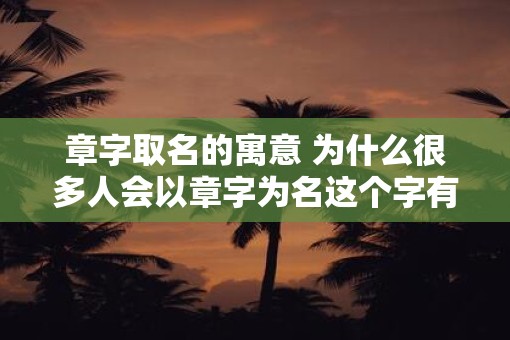 章字取名的寓意 为什么很多人会以章字为名这个字有什么特别的意义