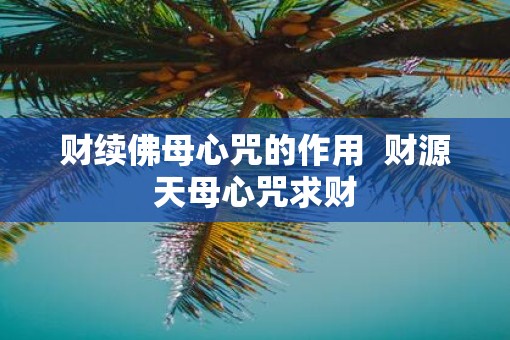 财续佛母心咒的作用  财源天母心咒求财