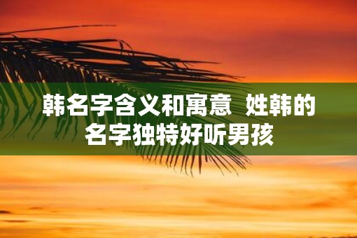 韩名字含义和寓意  姓韩的名字独特好听男孩