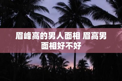 眉峰高的男人面相 眉高男面相好不好