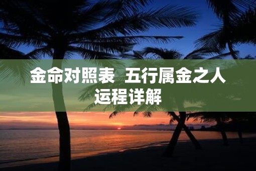 金命对照表  五行属金之人运程详解