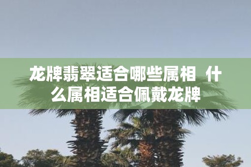龙牌翡翠适合哪些属相  什么属相适合佩戴龙牌