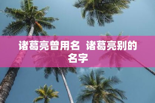 诸葛亮曾用名  诸葛亮别的名字