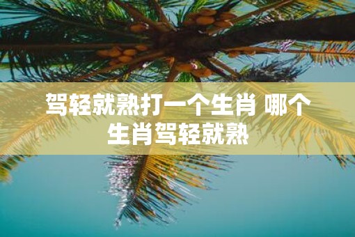 驾轻就熟打一个生肖 哪个生肖驾轻就熟