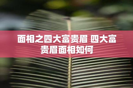 面相之四大富贵眉 四大富贵眉面相如何