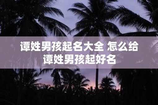 谭姓男孩起名大全 怎么给谭姓男孩起好名