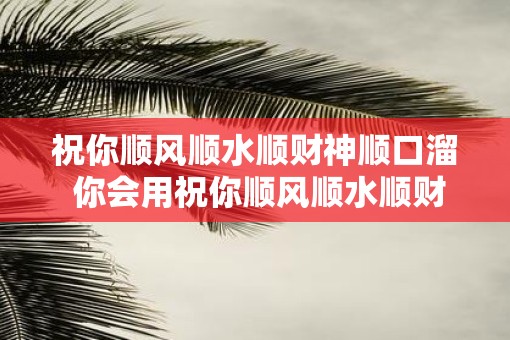 祝你顺风顺水顺财神顺口溜 你会用祝你顺风顺水顺财神顺口溜吗
