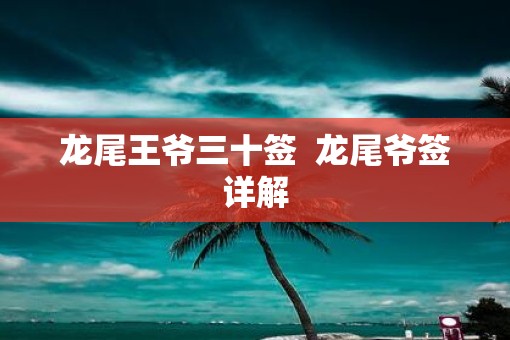 龙尾王爷三十签  龙尾爷签详解