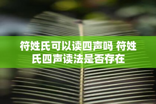 符姓氏可以读四声吗 符姓氏四声读法是否存在