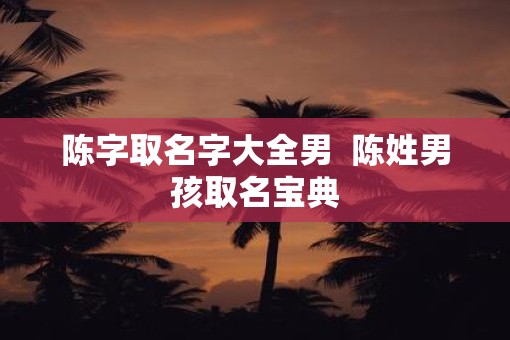 陈字取名字大全男  陈姓男孩取名宝典