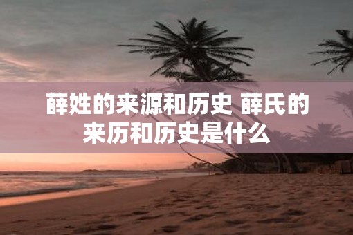 薛姓的来源和历史 薛氏的来历和历史是什么