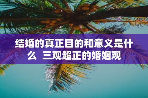 结婚的真正目的和意义是什么  三观超正的婚姻观