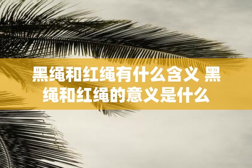 黑绳和红绳有什么含义 黑绳和红绳的意义是什么