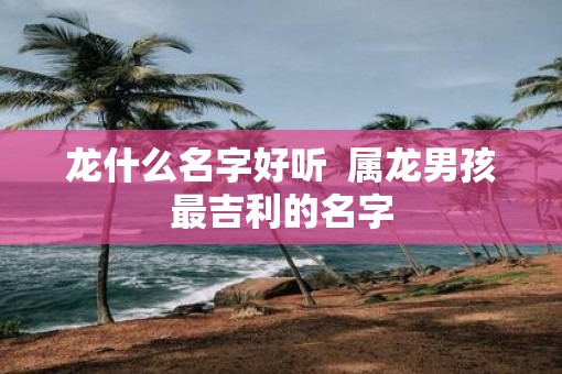 龙什么名字好听  属龙男孩最吉利的名字