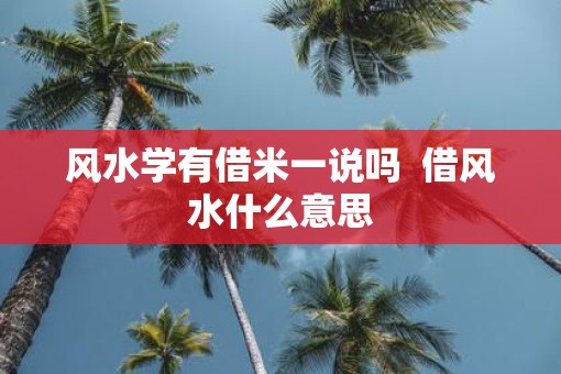 风水学有借米一说吗  借风水什么意思