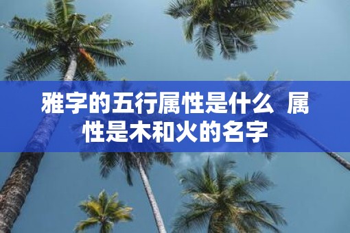 雅字的五行属性是什么  属性是木和火的名字