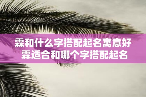 霖和什么字搭配起名寓意好 霖适合和哪个字搭配起名寓意好
