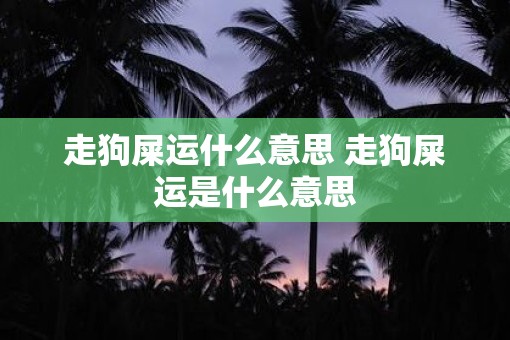走狗屎运什么意思 走狗屎运是什么意思