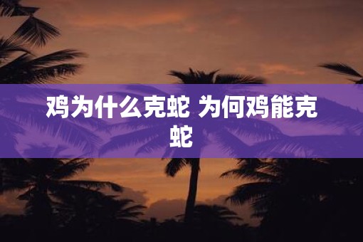 鸡为什么克蛇 为何鸡能克蛇