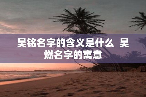 昊铭名字的含义是什么  昊燃名字的寓意