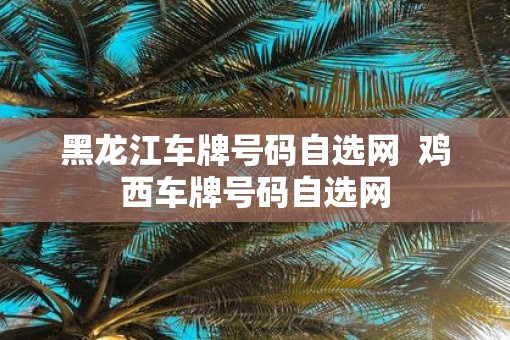 黑龙江车牌号码自选网  鸡西车牌号码自选网