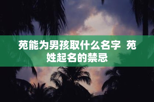 苑能为男孩取什么名字  苑姓起名的禁忌