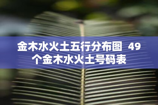 金木水火土五行分布图  49个金木水火土号码表