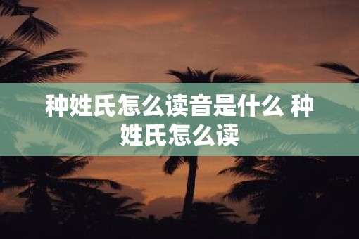 种姓氏怎么读音是什么 种姓氏怎么读