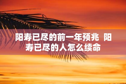 阳寿已尽的前一年预兆  阳寿已尽的人怎么续命