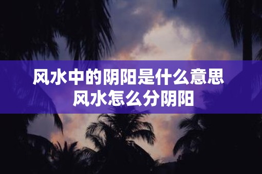 风水中的阴阳是什么意思  风水怎么分阴阳