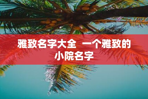 雅致名字大全  一个雅致的小院名字