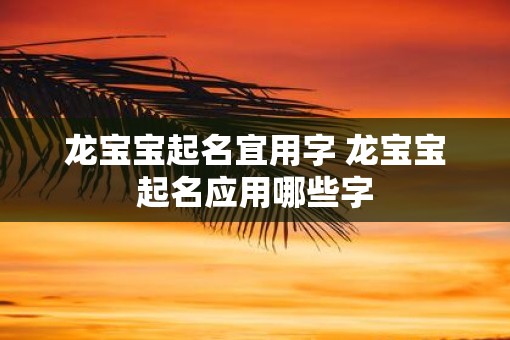 龙宝宝起名宜用字 龙宝宝起名应用哪些字