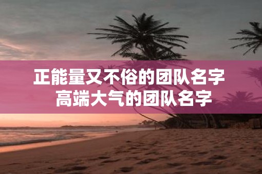正能量又不俗的团队名字  高端大气的团队名字