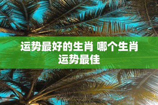 运势最好的生肖 哪个生肖运势最佳