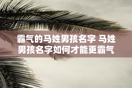 霸气的马姓男孩名字 马姓男孩名字如何才能更霸气