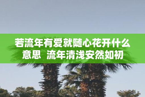 若流年有爱就随心花开什么意思  流年清浅安然如初