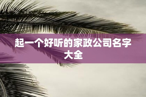 起一个好听的家政公司名字大全