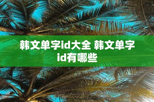 韩文单字id大全 韩文单字id有哪些