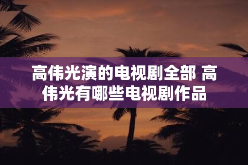高伟光演的电视剧全部 高伟光有哪些电视剧作品