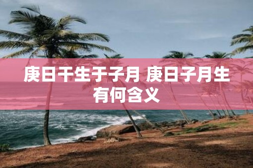 庚日干生于子月 庚日子月生有何含义