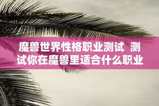 魔兽世界性格职业测试  测试你在魔兽里适合什么职业
