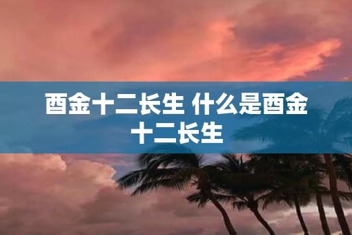 酉金十二长生 什么是酉金十二长生